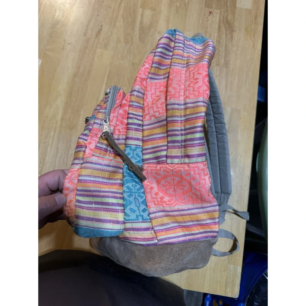 JanSport Originals Backpack T49Z Southwestern Stripe Suede Bottom Book Bag EUC